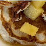 Pancakes with apple topping.