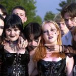 Group of teens dressed in goth fashion.