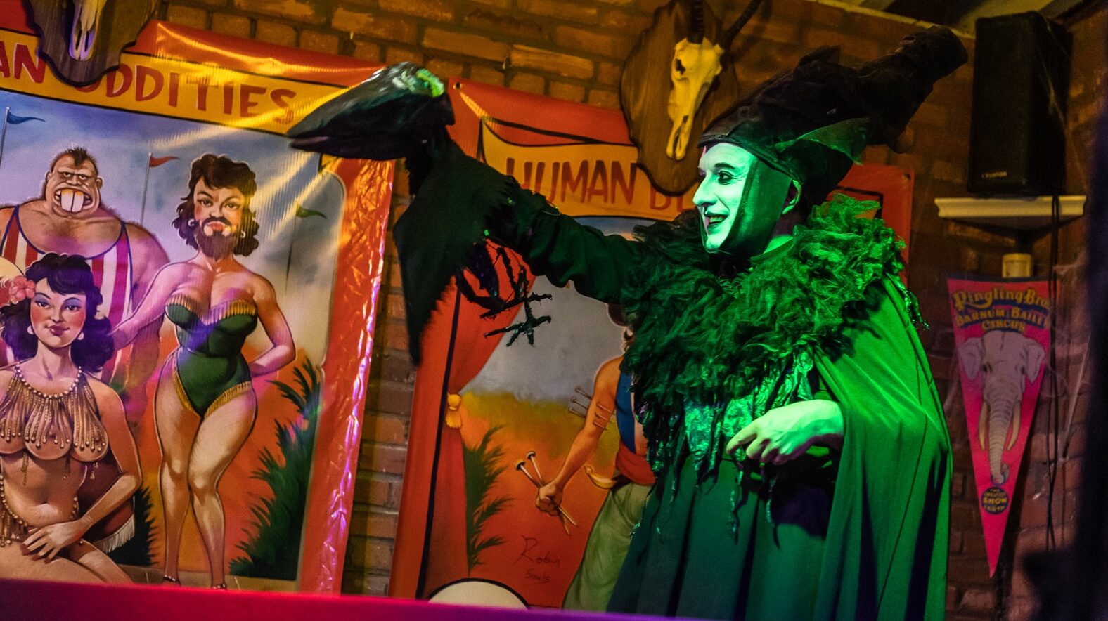 Keith Shubert of Toybox Theatre performing as "America's favorite cartoon witch."