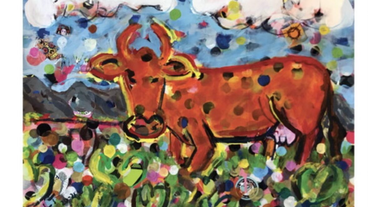Painting of a cow by artist Larry Turner.